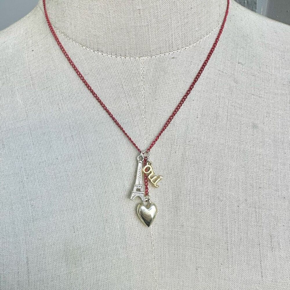 Paris Charm Necklace Red Chain